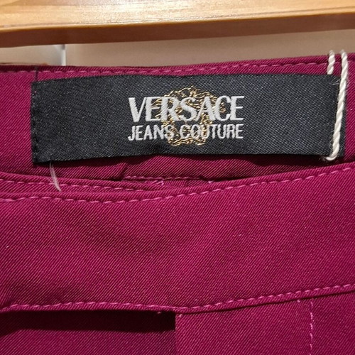 Y2K Versace Stretch Pants Straight Leg Dark Fuchia Size 32/46 New