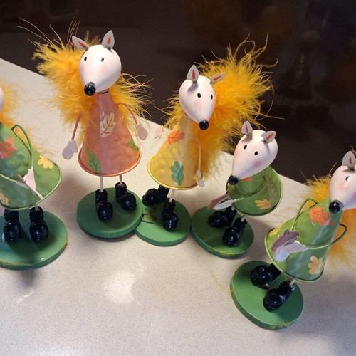 Vintage decorative figures set of 16, wood and metal, new