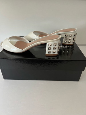 Sebastian Milano white patent mules like new, size 38.5