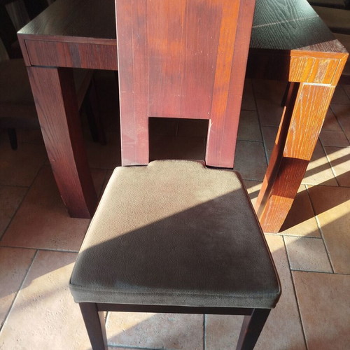 Dining room set like new, solid wood table, 8 chairs, buffet, mirror