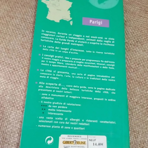 Michelin La Guida Verde Parigi travel guide used, Italian