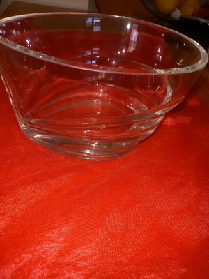 Decorative crystal fondue bowl used with small scratches