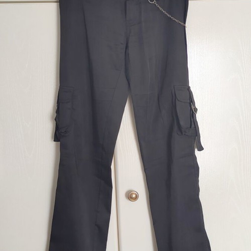 Bershka Black Satin Pants size 34 like new with chain