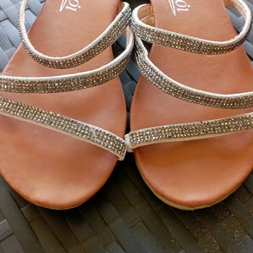 Flat sandals with rhinestones size 36 used