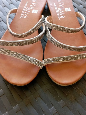 Flat sandals with rhinestones size 36 used