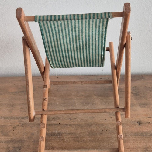 Vintage Mid-Century Miniature Transat Beach Chair Model