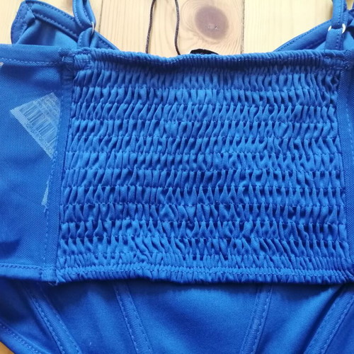 Stradivarius women's blue bustier crop top with underwire, size S