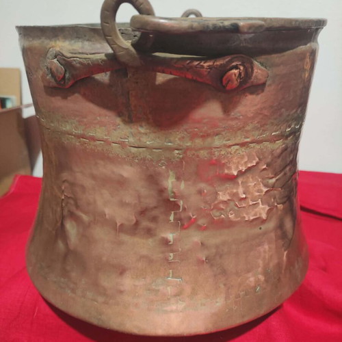 Copper cauldron used, large, hand-forged