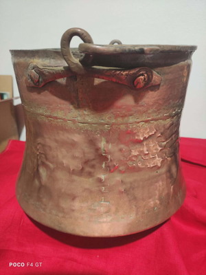 Copper cauldron used, large, hand-forged