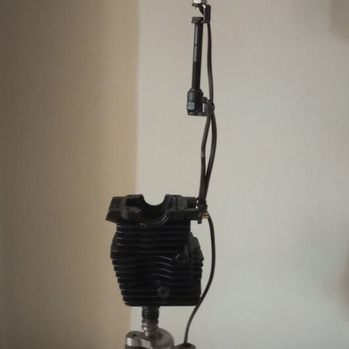 Handmade industrial style desk lamp from chainsaw motor, new