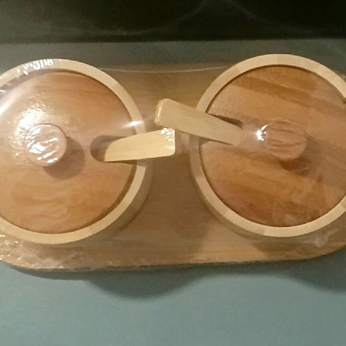 Espiel Bamboo Spice Jars Set of 2 with Tray 24x11x7 cm