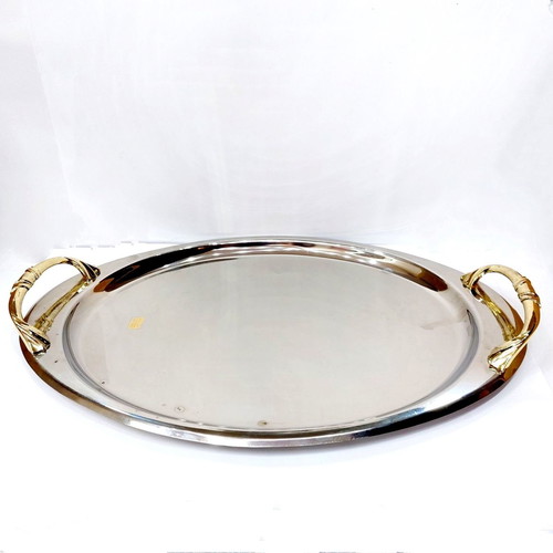Serving tray used inox with 24k gold details