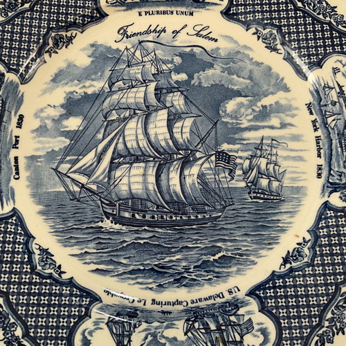 Alfred Maekin Staffordshire plate with sailing ships