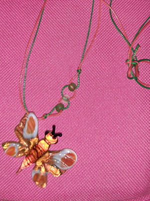 Handmade glass butterfly pendant necklace in gift packaging