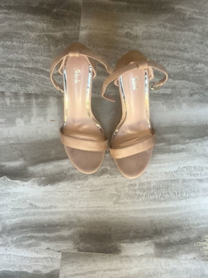 Shein beige suede sandals size 37, 11 cm heel