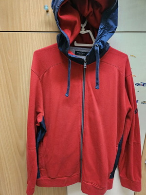 Nautica men's hoodie jacket like new, size XL, blue and red