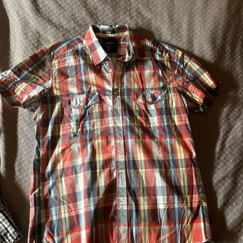 H&M men's cotton short-sleeve shirts size M like new, multicolor