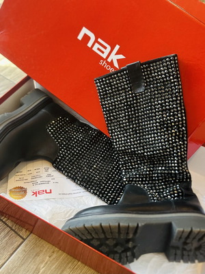 Nak leather boots with rhinestones size 38 new