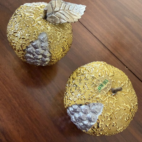 Golden pomegranates decorative home ornaments like new, good luck charm