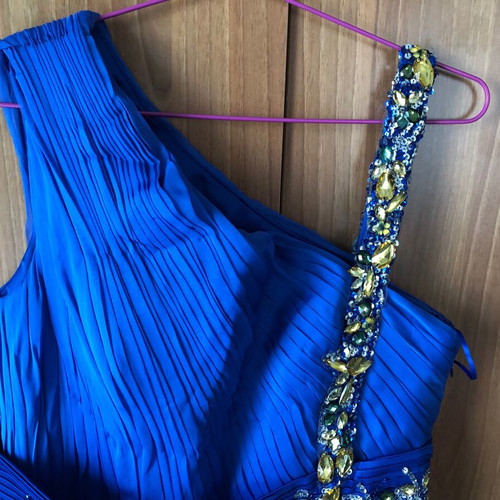Formal long dress xl new, blue one-shoulder