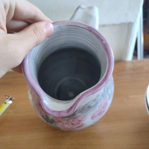 Large handpainted clay jug like new with beautiful designs