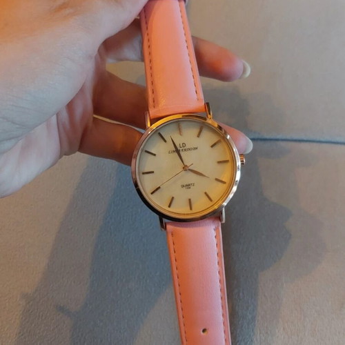 Lee Cooper wristwatch women's stainless steel with pink leather strap like new