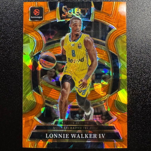 Lonnie Walker IV 2025-26 Panini Select EuroLeague Orange Cracked Ice Prizm Card