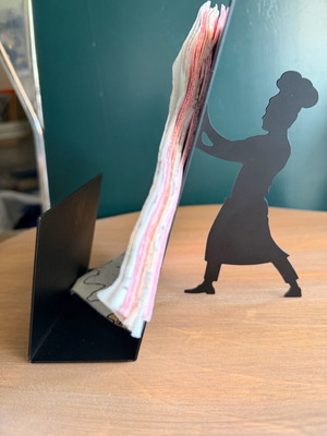 Metal napkin holder Chef Design like new, black minimal