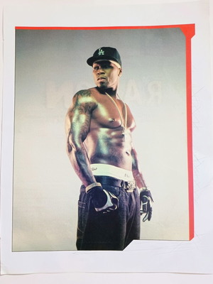 50 Cent mini poster used, sporty JR insert 23x18 cm