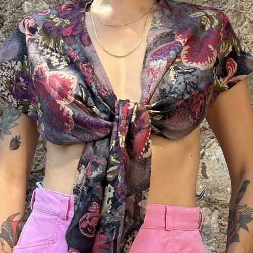 Floral Scarf Wrap Top multicolor like new