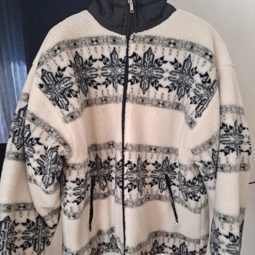 Double face teddy jacket unisex fleece, black and white