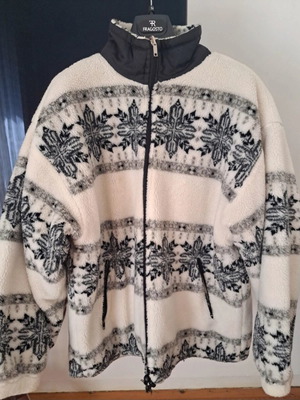 Double face teddy jacket unisex fleece, black and white