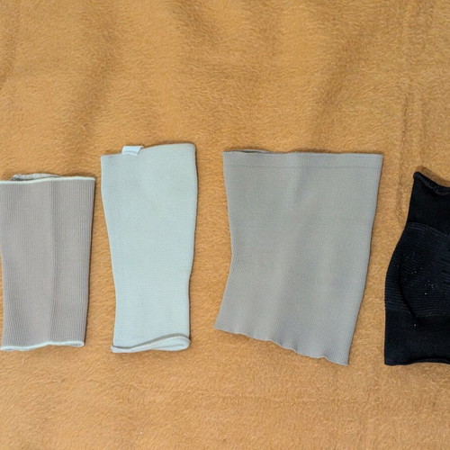Knee brace, ankle support and elbow pads used, size Large