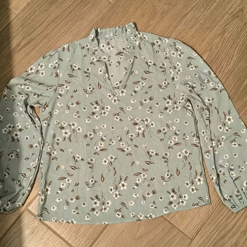 Shein floral women's blouse green like new
