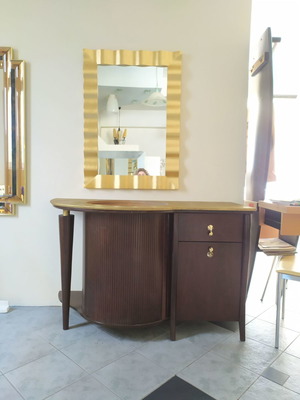 Bathroom furniture new in cherry wood with gold leaf and mirror