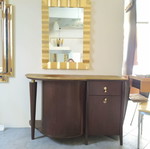 Bathroom furniture new in cherry wood with gold leaf and mirror