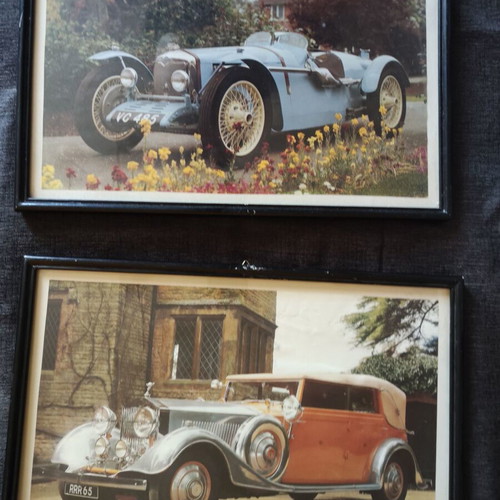 Vintage car prints used, set of 3