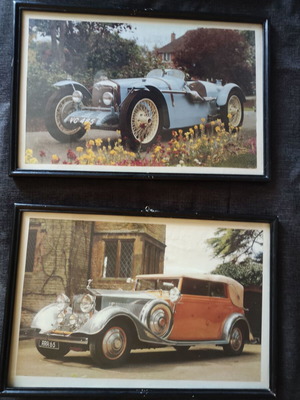 Vintage car prints used, set of 3