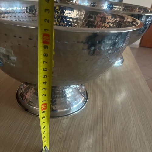 Champagne buckets 3 stainless steel like new, set with medium and large