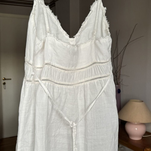 Coquette Aesthetic Cottagecore Linen Dress like new, white, size XL