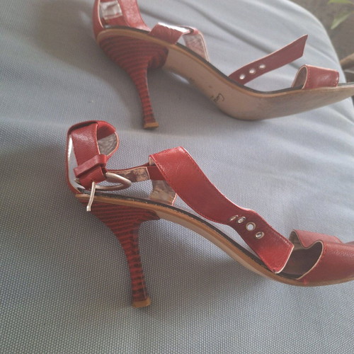 Carad Shoes red sandals used, 8cm heel size 38