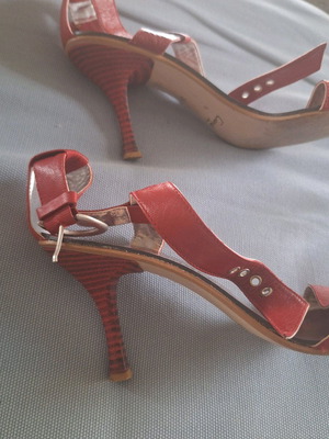 Carad Shoes red sandals used, 8cm heel size 38