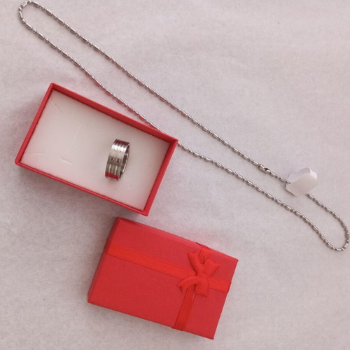 Stainless Steel Necklace and Unisex Ring Gift Set