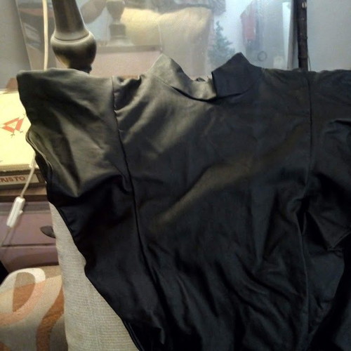 Black Shiny Belted Mini Dress with Ruffle Sleeves like new, size M