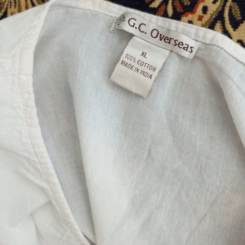 G.C. Overseas White Boho Lace Cotton Tunic Blouse XL like new
