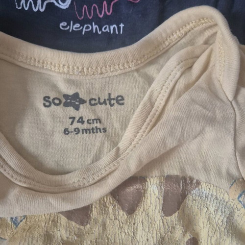Set of 4 long-sleeve baby bodysuits used, 6-9 months