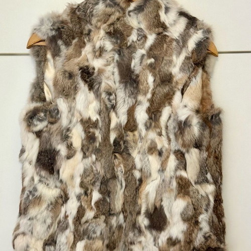Attrattivo fur vest like new, 100% rabbit fur, gray beige