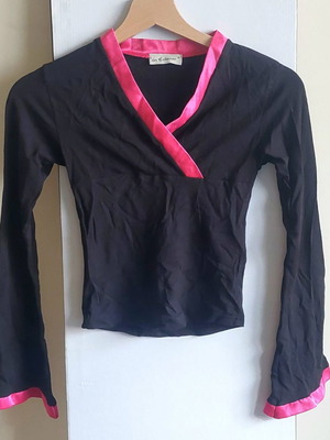 In Extenso blouse with satin details, size Small, black and pink