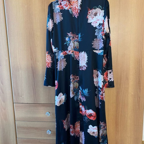Zara mid-length dress new, black multicolor