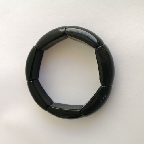 Bracelet with black onyx semiprecious stones on silicone, new